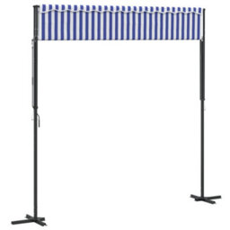 Berkfield Free Standing Awning Blue And White 300X300 Cm Fabric And Steel - thumbnail 6