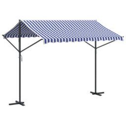 Berkfield Free Standing Awning Blue And White 300X300 Cm Fabric And Steel - thumbnail 2