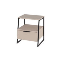 1 Drawer Bedside Table Nightstand Modern Black Metal Frame - thumbnail 5