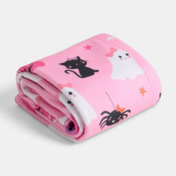 Ohs Halloween Ghost Print Fleece Throw Soft Lightweight Blanket - 120 X 150Cm - Multi - thumbnail 2