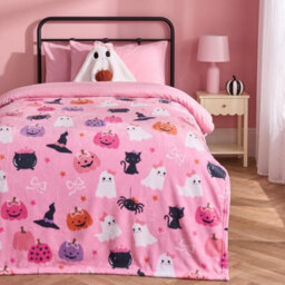 Ohs Halloween Ghost Print Fleece Throw Soft Lightweight Blanket - 120 X 150Cm - Multi - thumbnail 1