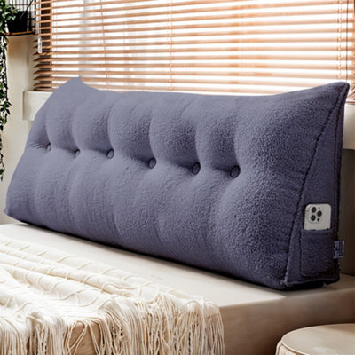 Living And Home Cloisonné Pattern Bed And Sofa Triangular Wedge-Shaped Teddy Velvet Headboard Pillow, 180Cm X 20Cm X 50Cm - image 1