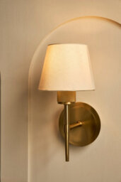 Industville Knurled Empire Torch Wall Light - Light Natural Cotton - Brass - thumbnail 6