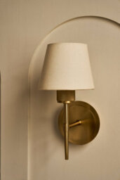 Industville Knurled Empire Torch Wall Light - Light Natural Cotton - Brass - thumbnail 5