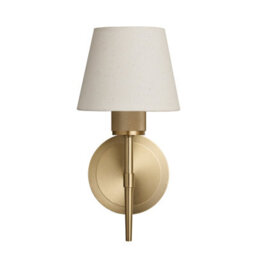 Industville Knurled Empire Torch Wall Light - Light Natural Cotton - Brass