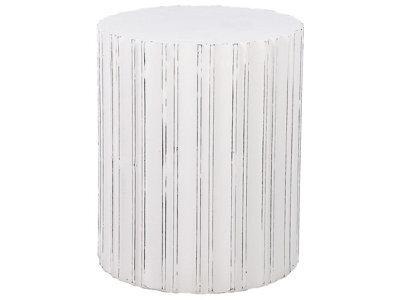 Beliani Evermore Home White Distressed Mdf Round Side Table 45 Cm Vintage Living Room Furniture - image 1