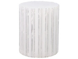 Beliani Evermore Home White Distressed Mdf Round Side Table 45 Cm Vintage Living Room Furniture - thumbnail 1