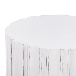 Beliani Evermore Home White Distressed Mdf Round Side Table 45 Cm Vintage Living Room Furniture - thumbnail 3