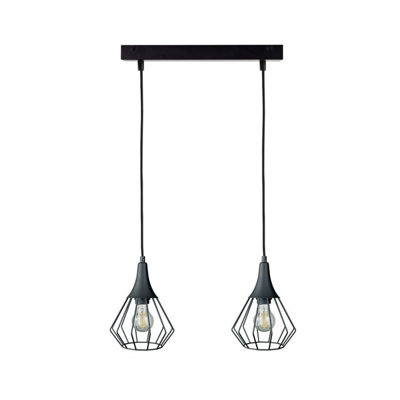 Luminosa Lighting Luminosa Selene Wire Frame Pendant Ceiling Light Black 2X E27 - image 1