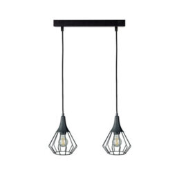 Luminosa Lighting Luminosa Selene Wire Frame Pendant Ceiling Light Black 2X E27 - thumbnail 1