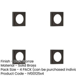 Loops 4 Pack Elegant Stepped Square Outer Rose In Dark Bronze For Luxury Escutcheons - Solid Brass Key Hole Cover - thumbnail 2