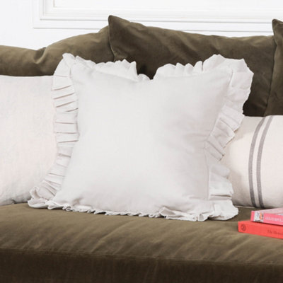 Clotilde French Pale Grey Frill Silver Birch 45Cm Cushion Cover - image 1