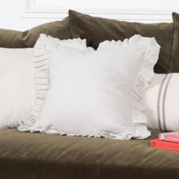 Clotilde French Pale Grey Frill Silver Birch 45Cm Cushion Cover