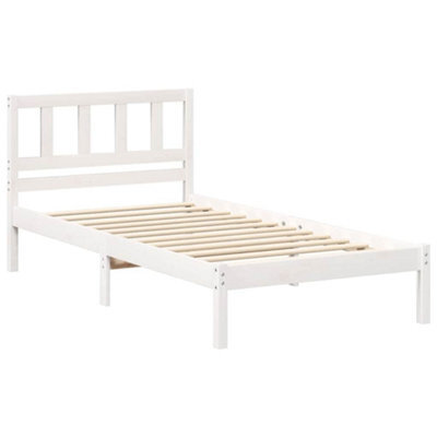 Berkfield Modern With Headboard White 75 X 190 Cm Solid Pine Wood