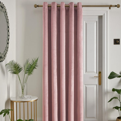 Laurence Llewelyn-Bowen Montrose Rose Velvet Blackout Eyelet Single Panel Door Curtain - image 1