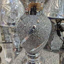 Biznest 40Cm Large Crushed Diamond Ceramic Silver Vase Sculpture Flower Pot Sparkle Ornament Bling Vase Handmade Vase Biz 008