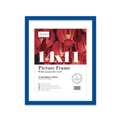 "14X11"" Blue Frame With Mount For 11X9"" Pictures 20mm Thin Edge Portrait And Landscape Display With Wall Hooks And Kickstand" - image 1