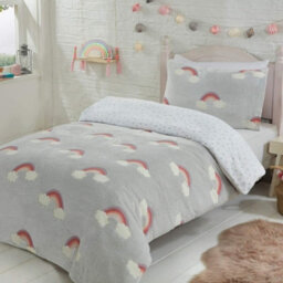 Gr8 Home Glow In The Dark Rainbow Fleece Duvet Set Quilt Cover Pillowcase Childrens Kids Double Bedding - thumbnail 1