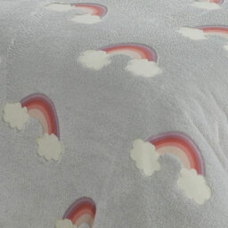 Gr8 Home Glow In The Dark Rainbow Fleece Duvet Set Quilt Cover Pillowcase Childrens Kids Double Bedding - thumbnail 3