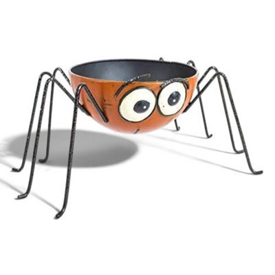 Heaven Sends Halloween Spider Sweet Bowl And Candle Holder - Metal Decorative Bowl 12 X 23 X 23 Cm, Indoor Halloween Decoration