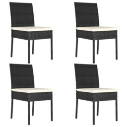 Berkfield Garden Dining Chairs 4 Pcs Poly Rattan Black