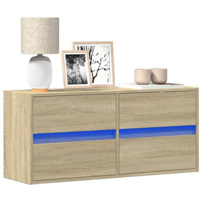 Berkfield Tv Wall Cabinet With Led Lights Sonoma Oak 100X31X45 Cm - image 1