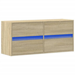 Berkfield Tv Wall Cabinet With Led Lights Sonoma Oak 100X31X45 Cm - thumbnail 3