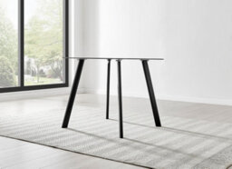 Furniturebox Seattle 4 Seater Glass And Black Metal Leg Square Dining Table For A Scandinavian Minimalist Look - thumbnail 6