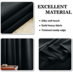 Ameha Black Blackout Pencil Pleat Curtains Ready Made Thermal Insulated Heavy Thick Curtain 66''x90'' Bedroom Living Room Uk - thumbnail 3