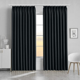 Ameha Black Blackout Pencil Pleat Curtains Ready Made Thermal Insulated Heavy Thick Curtain 66''x90'' Bedroom Living Room Uk - thumbnail 5