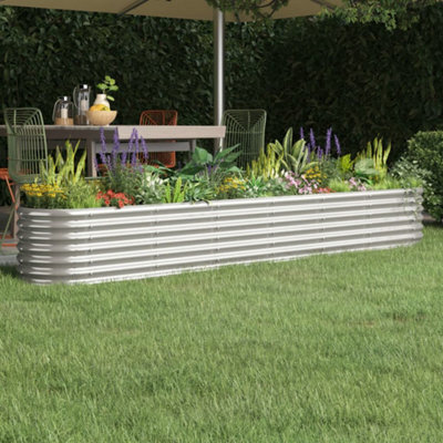 Berkfield Garden Planter Powder-Coated Steel 260X40X36 Cm Silver - image 1