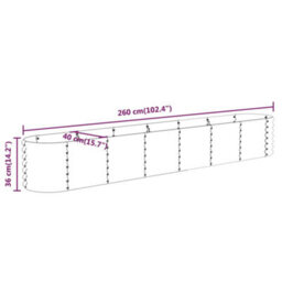 Berkfield Garden Planter Powder-Coated Steel 260X40X36 Cm Silver - thumbnail 6