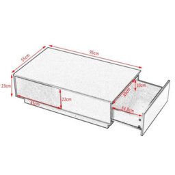 White Modern Coffee Table With Storage Drawer Shelf Sofa Side End Table With Led Light - thumbnail 2