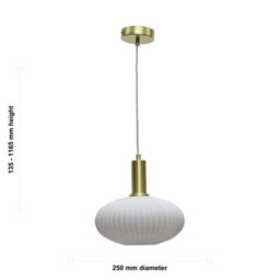 First Choice Lighting Set Of 2 Baton - White Ribbed Oval Glass Satin Brass Deco Pendants - thumbnail 6