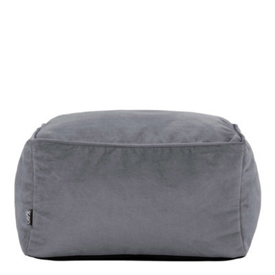 icon Amara Velvet Bean Bag Pouffe Charcoal Grey - image 1