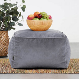 icon Amara Velvet Bean Bag Pouffe Charcoal Grey - thumbnail 5