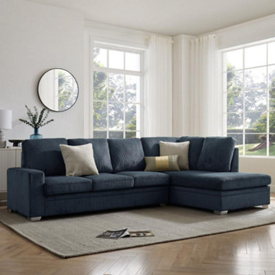 Home Detail Alana Right-Hand Facing Corner Sofa, Dark Blue Jumbo Cord - image 1