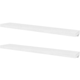 Berkfield 2 White Mdf Floating Wall Display Shelves Book/dvd Storage - thumbnail 2