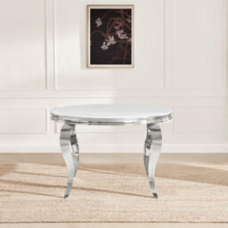 Furniturebox Uk Skye Round White Marble Glass And Metal 6 Seater Dining Table - thumbnail 3