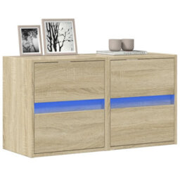 Berkfield Tv Wall Cabinets With Led Lights 2 Pcs Sonoma Oak 41X31X45 Cm - thumbnail 1