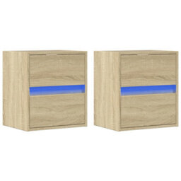 Berkfield Tv Wall Cabinets With Led Lights 2 Pcs Sonoma Oak 41X31X45 Cm - thumbnail 3