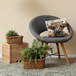 Highland Cow Pattern Cushion Cover - Decorative For Sofa, Living Room, Animal And Floral Pattern, 2 Pieces - thumbnail 4