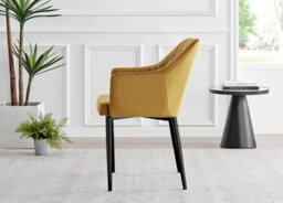 Furniturebox Uk Leonardo Black Leg Glass Dining Table & 4 Mustard Calla Black Leg Chairs - thumbnail 9