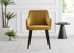 Furniturebox Uk Leonardo Black Leg Glass Dining Table & 4 Mustard Calla Black Leg Chairs - thumbnail 8