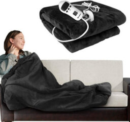 Groundlevel Charcoal Cosy Electric Heated Blanket Throw Fleece With Adjustable Control - thumbnail 1