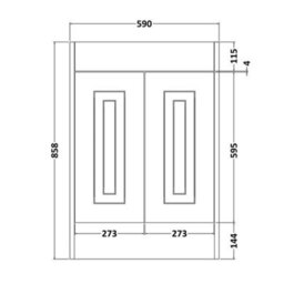 Clifton Traditional Bathroom Floor Standing 2 Door Vanity Unit And Ceramic Basin 600mm - White - (Aberdeen) - thumbnail 2