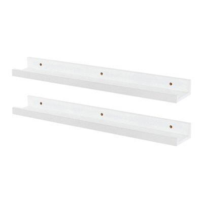 Harbour Housewares 2X Floating Picture Ledge Shelves - White 57Cm Mdf Wall Mounted Display For Photos, Frames & Décor - image 1