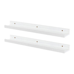Harbour Housewares 2X Floating Picture Ledge Shelves - White 57Cm Mdf Wall Mounted Display For Photos, Frames & Décor - thumbnail 1