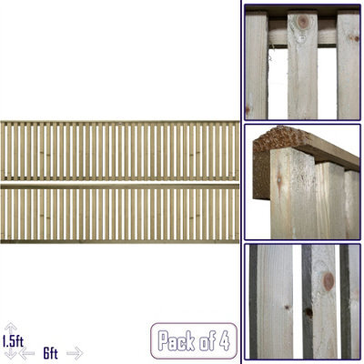 Premier Garden Supplies Premier Tuscany Wooden Trellis Panel 6Ft X 1.5Ft (4 Pack) Vertical Slatted Decorative Fencing Topper For Climbing Plant Support - image 1