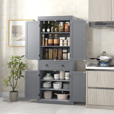 Costway 183Cm Tall Storage Cabinet 2 Doors Display Organizer Freestanding Pantry Cupboard - image 1